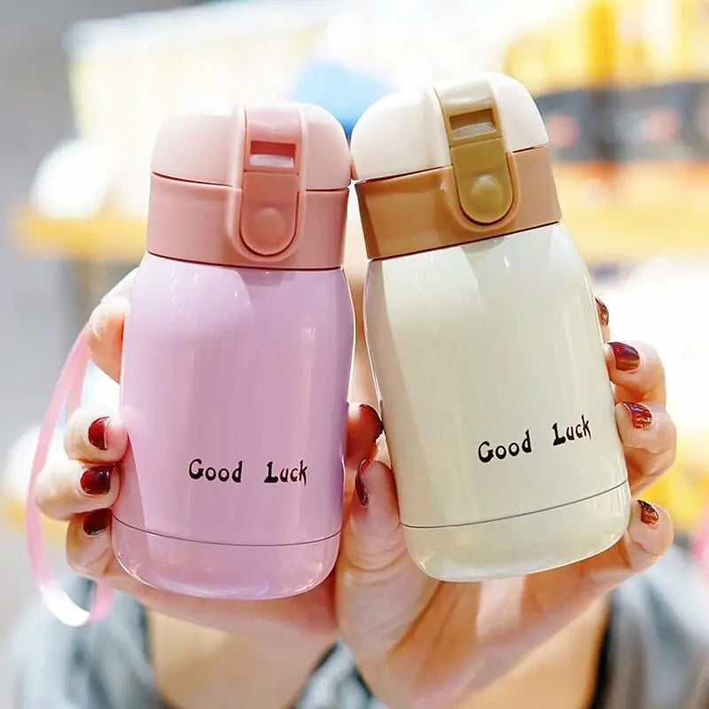 Wholesale 200ML Flip Top Thermal Mug Stainless Steel One Touch Kids Thermos Bottle Flask With Button Lid