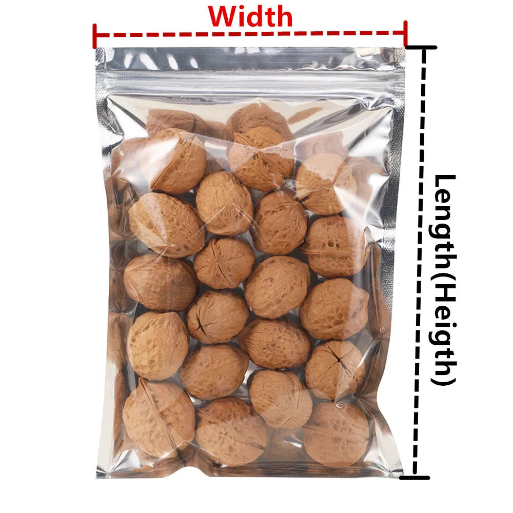 100pcs Aluminum Foil Zip Lock Bags – Food Grade Silvery Mylar Resealable Pouches for Snacks, Herbs & Gift Packaging