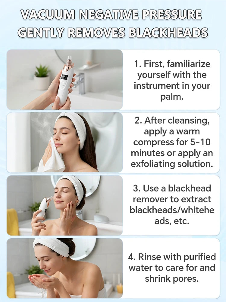 Blackhead Remover Pore Cleaner Black Dots Vacuum Cleaner Skin Pimple Acne Extractor Facial Cleaning Electric Black Head Removal.