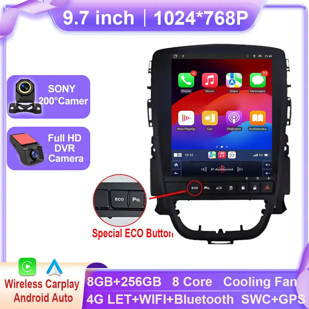Android Car Stereo for Opel Astra J, Vauxhall, Holden, Cascada (2009–2015) — CarPlay, Android Auto, GPS, WiFi