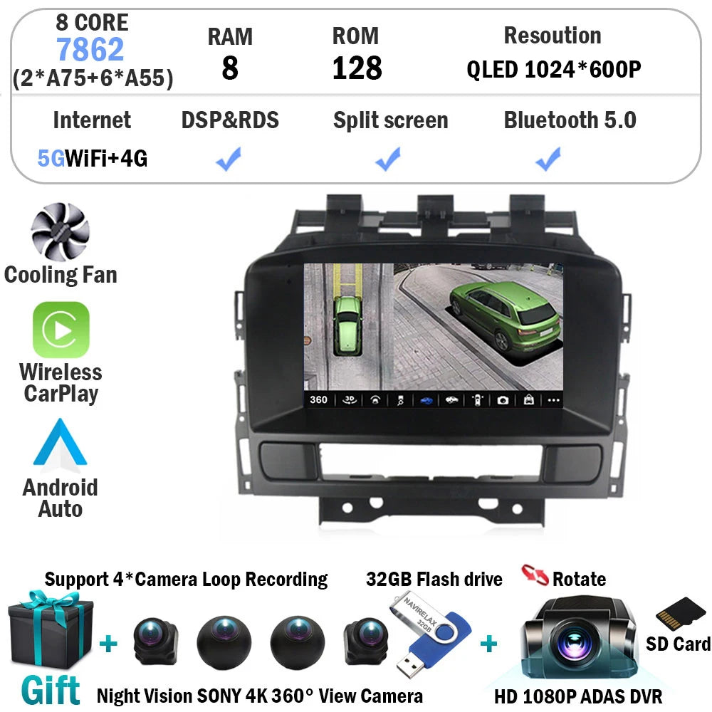 Car Stereo with Apple CarPlay & Android Auto, Compatible with Buick Excelle GT XT & Opel Astra J