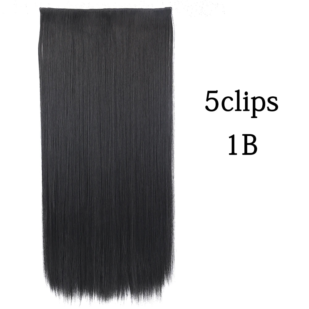 Synthetic 5 Clip In Hair Extensions Long Curly Hairstyle Hairpiece Natural Brown Black 80cm Heat Resistant  Fake Hair For Women