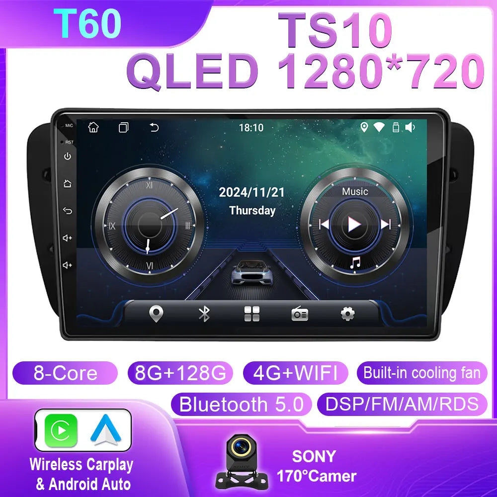 Car Radio For Seat Ibiza MK4 6J 2008-2015 Android Auto CarPlay GPS Navigation Multimedia Bluetooth 4G WIFI Car Head Unit No 2Din