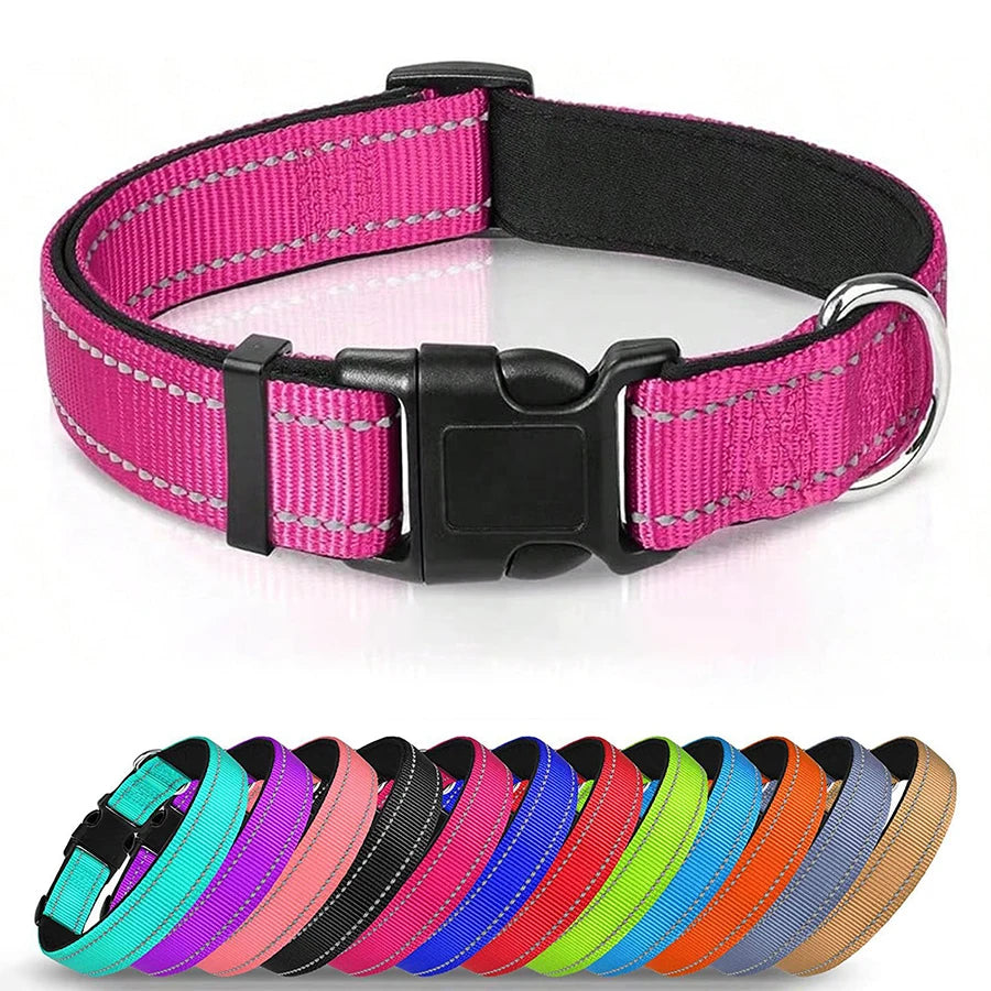 Padded Reflective Puppy Collar - Safety Stripes
