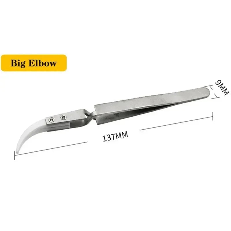 1-3pcs Ceramic Tip Labor-saving Electronic Soldering Tweezers, Anti-Static Reverse Acid Resistant Precision Chuck Tweezers