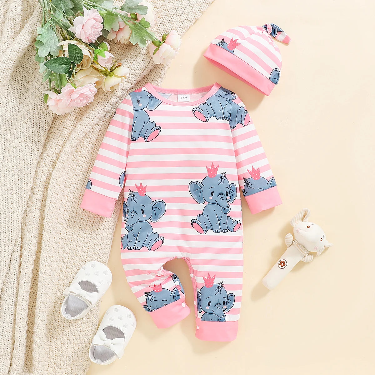 Baby Boy Bear Print Romper - Long Sleeve Button-Front Onesie - photo 11
