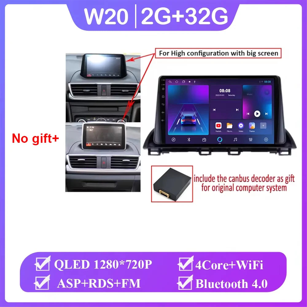Android Car Stereo for Mazda 3 Axela (2014–2019) — CarPlay, Android Auto, GPS Navigation, Multimedia