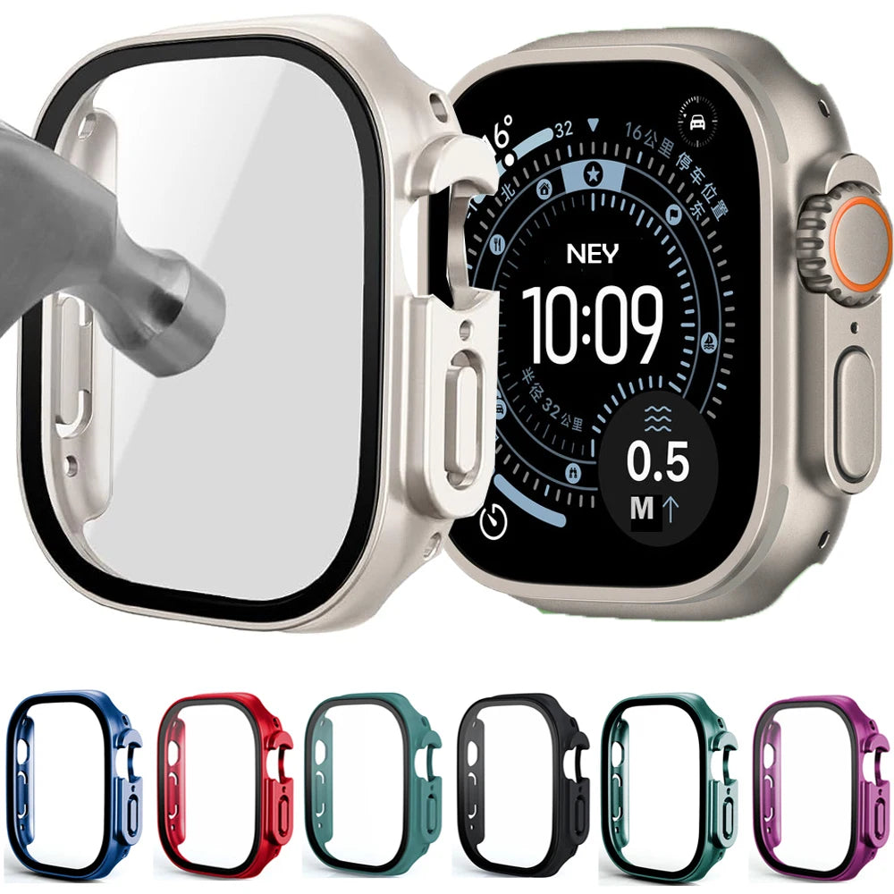 For Apple Watch Ultra 3 49mm 2026 PC Bumper+Screen Protector Tempered Glass+Cover for apple watch Case ultra 2/Ultra Accessories