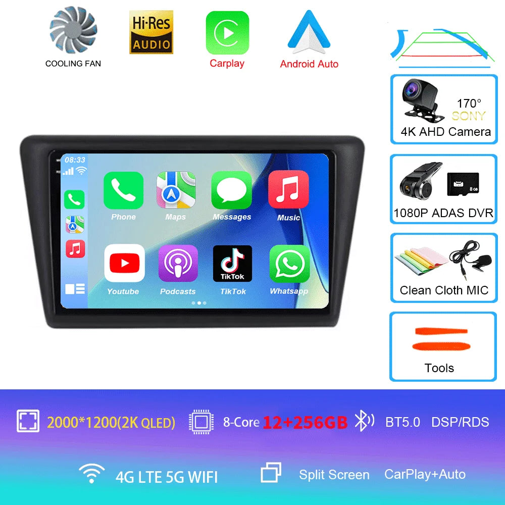Android 16 Carplay Car Radio For VW Skoda Rapid 2013 2014 2015 2016 2017 2018 2019 Seat Toledo 2015 - 2018 GPS Multimedia Stereo