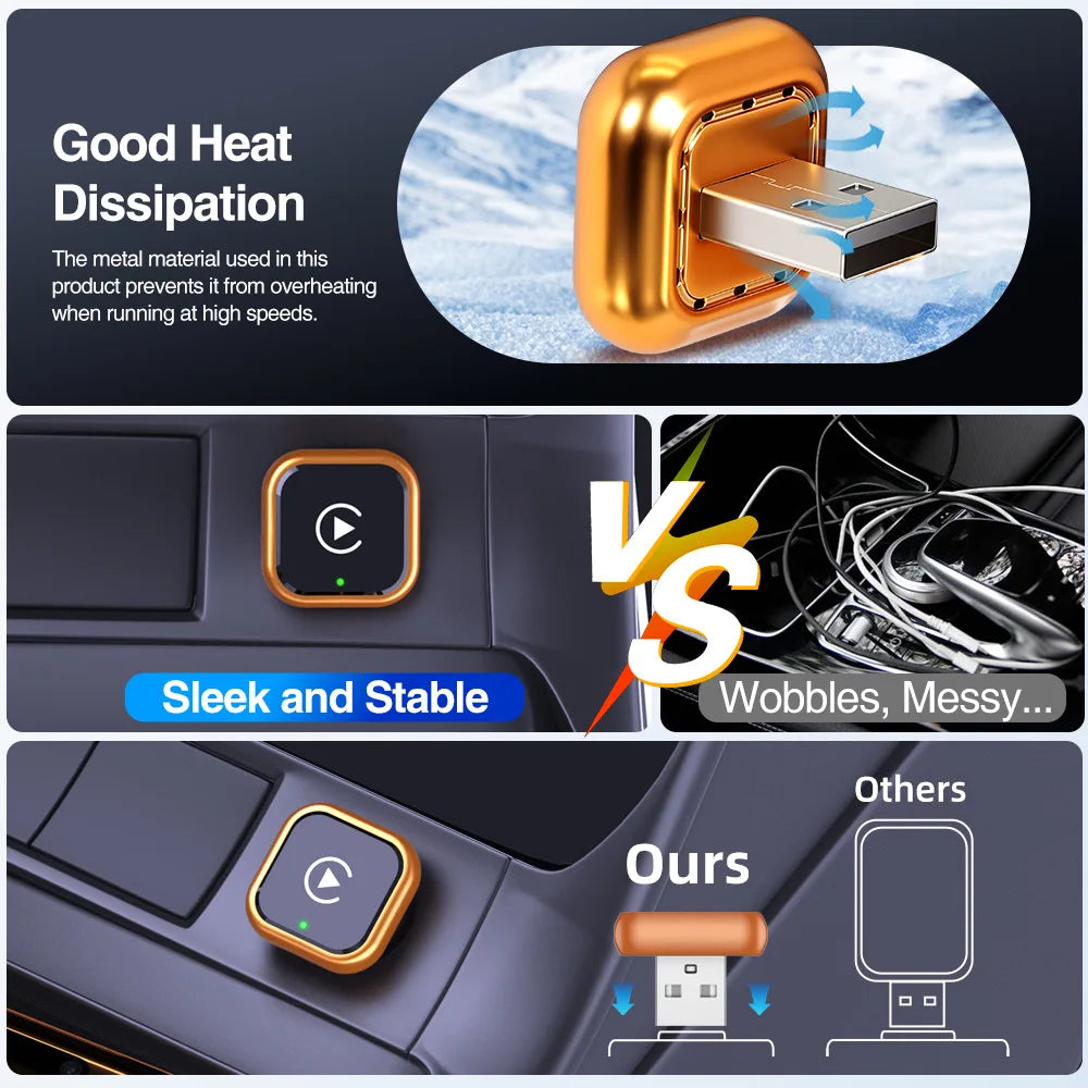 2026 Mini Wireless CarPlay Adapter Upgrade Wired to Wireless for CarPlay & Android Auto Plug and Play Fast Auto-Reconnect Stable