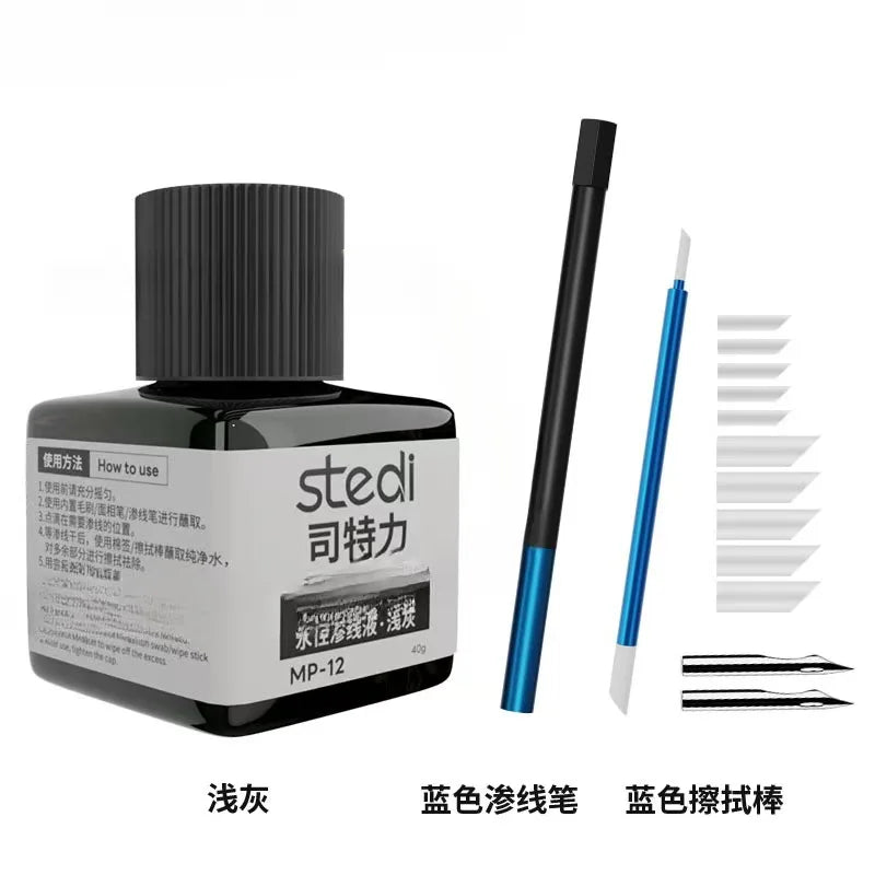 40g Stedi MP10-MP29 Water-based Fluorescent Panel Liner Paint for Model Building Fluorescent Ink Panel Line with Tools