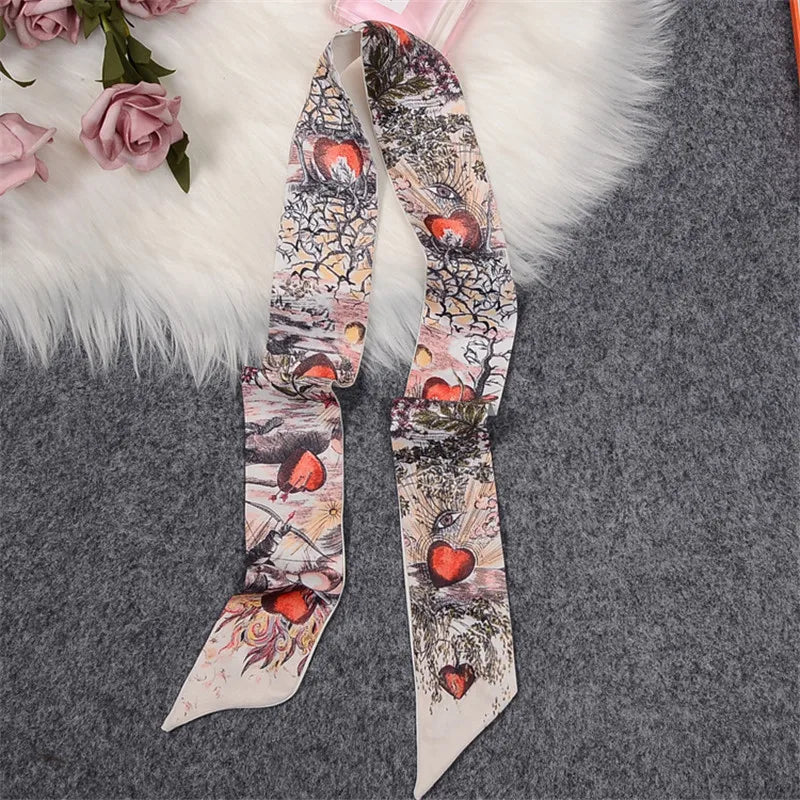 Tarot Constellation Silk Scarf for Women - Skinny Twill Neckerchief
