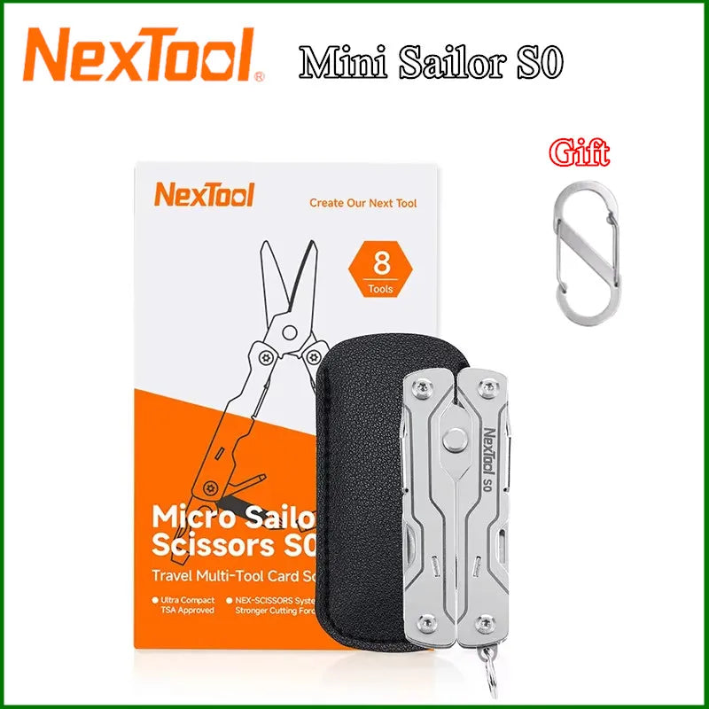 NexTool 8 In 1 Mini Sailor Scissors S0 Micro Keychain Multitool Screwdriver Portable Pocket Folding EDC Tool for Travel
