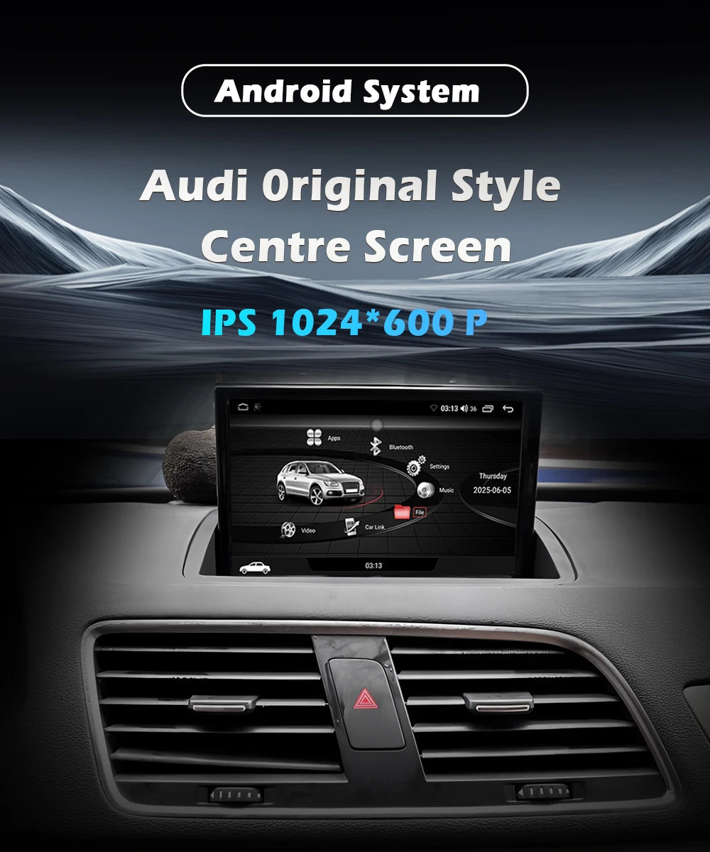 Wireless CarPlay Android 16 For Audi Q3 2011 - 2018 Car Multimedia Radio Navigation GPS WIFI Wired Auto DSP 8 inch Touch Screen