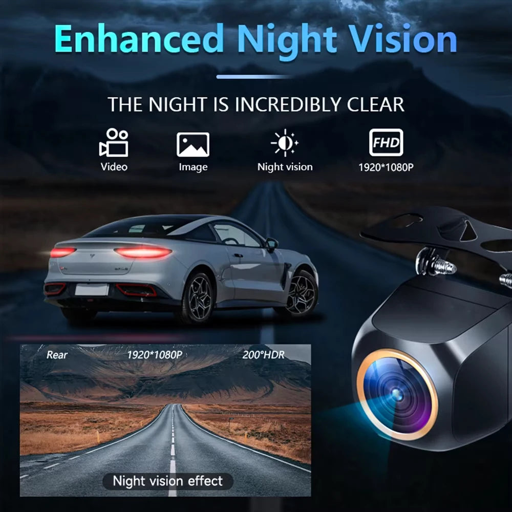 GcPaSr For 200°AHD Fisheye Golden Lens 1920x1080P Car Rear View Camera Full HD Night Vision Vehicle back car reversing Front