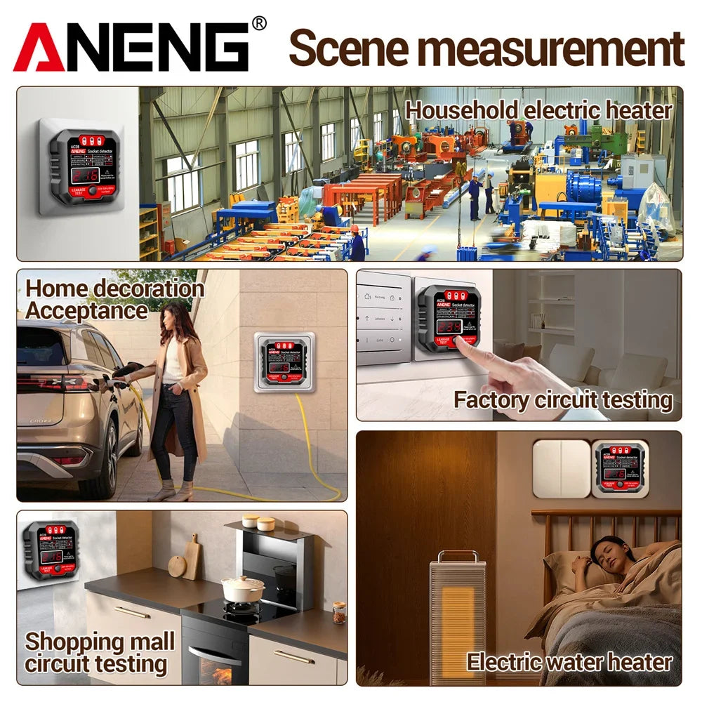ANENG AC28 Digital Socket Power Tester Smart 50Hz/60Hz Zero Line Phase Circuit  Breaker Finder Check Voltage Tester EU/US Plug