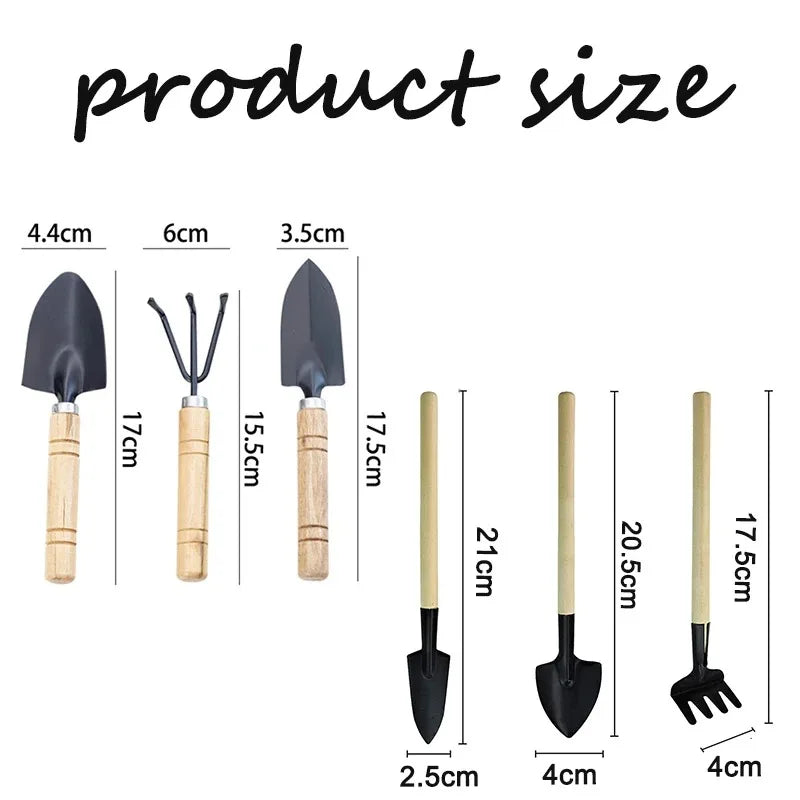 3pcs/set Rake and Shovel Set Mini Gardening Tool Set Garden Potted Flower Soil Loosening Planting Transplanting Hand Tool Kit