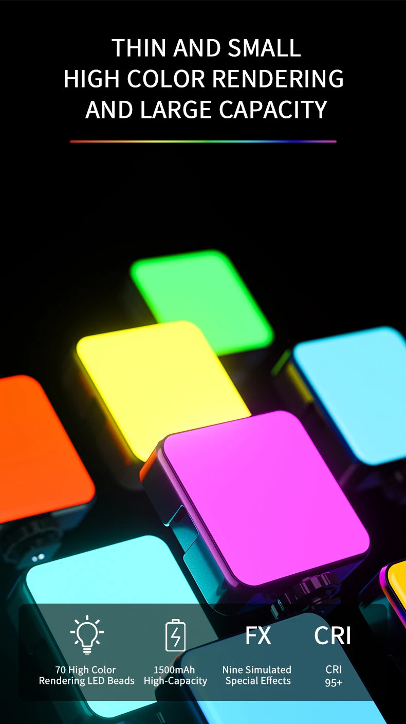 X1 RGB Video Lights Mini LED Camera Light 3000mAh Rechargable LED Panel Lamp Photo Video Lighting for Youtube Tik tok