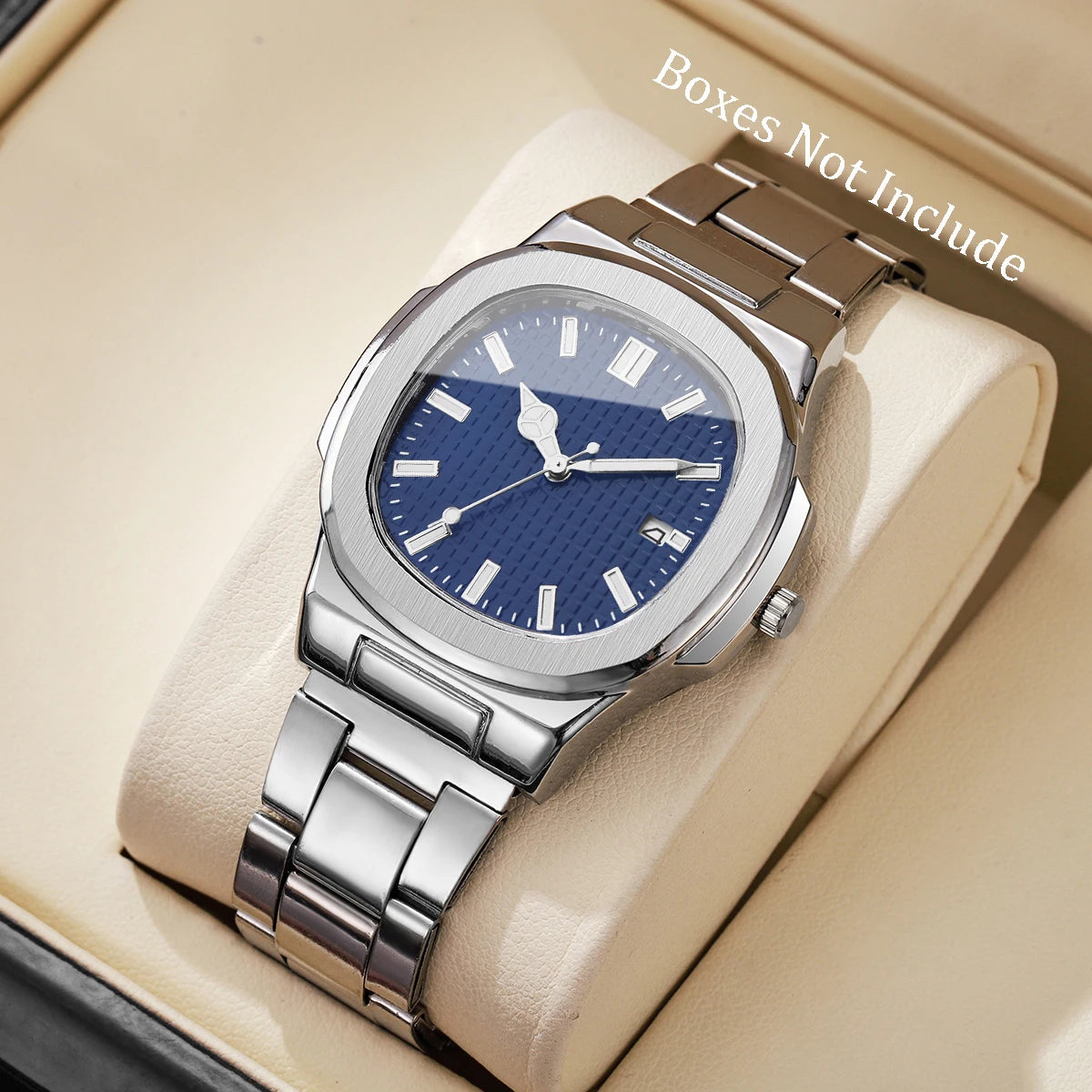 Men's Square Quartz Watch with Calendar – Minimalist Business Dress Watch