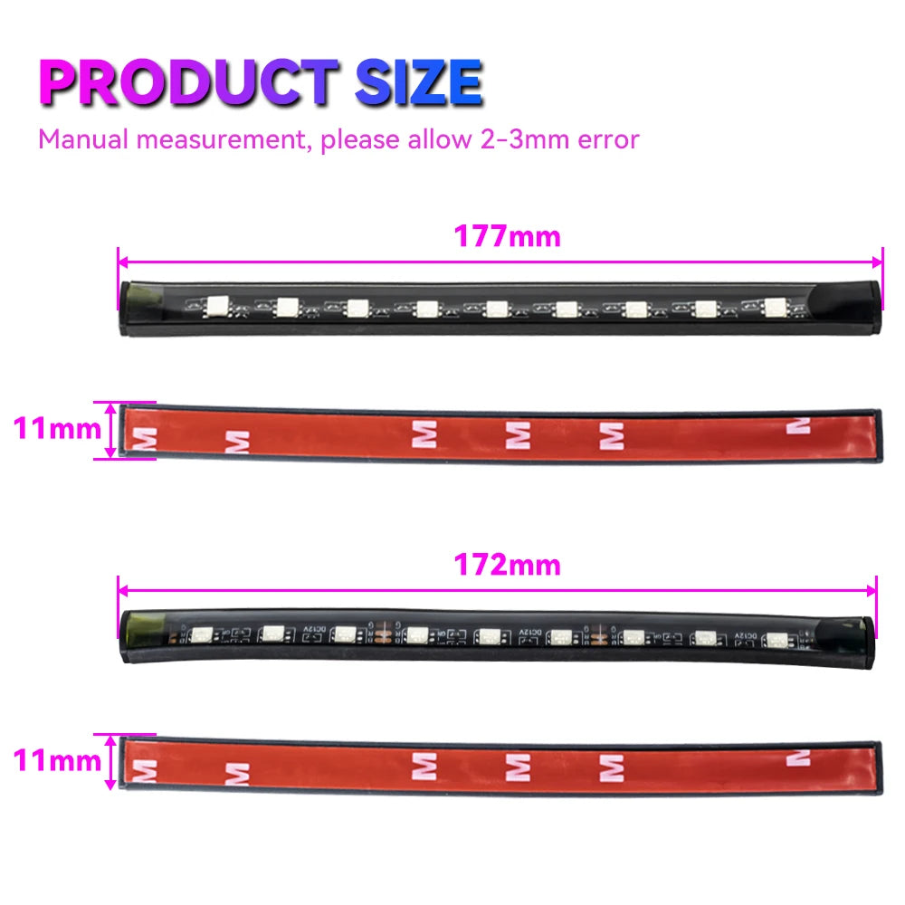 RGB LED Car Interior Ambient Light Strip – 36/48/72 LED Remote & App Music Control | USB or Cigarette Lighter | Atmosphere Foot Light