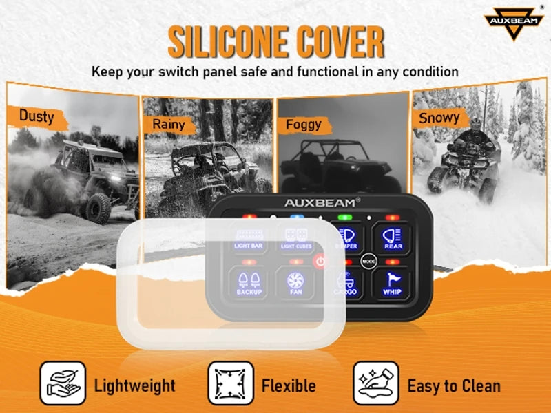 Auxbeam RGB 8 Gang Switch Panel Toggle/Momentary/Pulsed Supported Without App Control (One-Sided Outlet/Two-Sided Outlet)