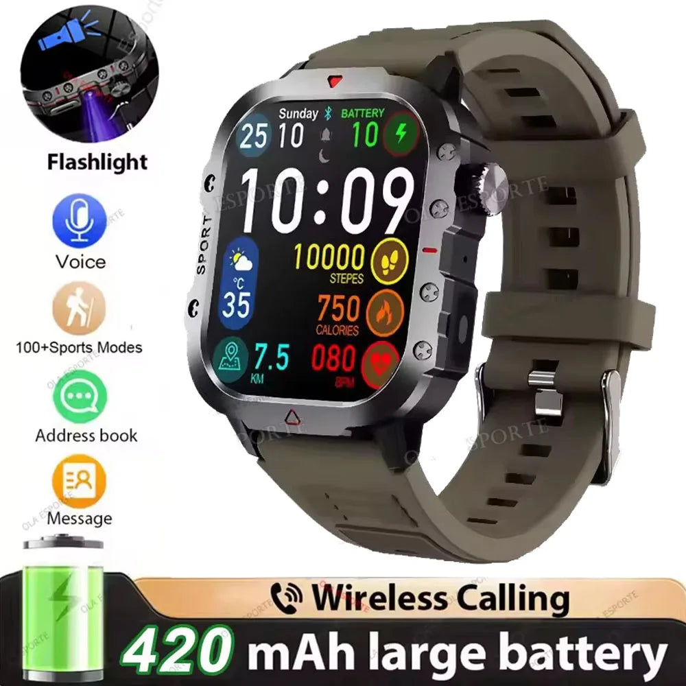 2026 Military Smart Watch – IP68 5ATM, 1.81" AMOLED, Bluetooth Call & Outdoor Fitness Tracker | Men