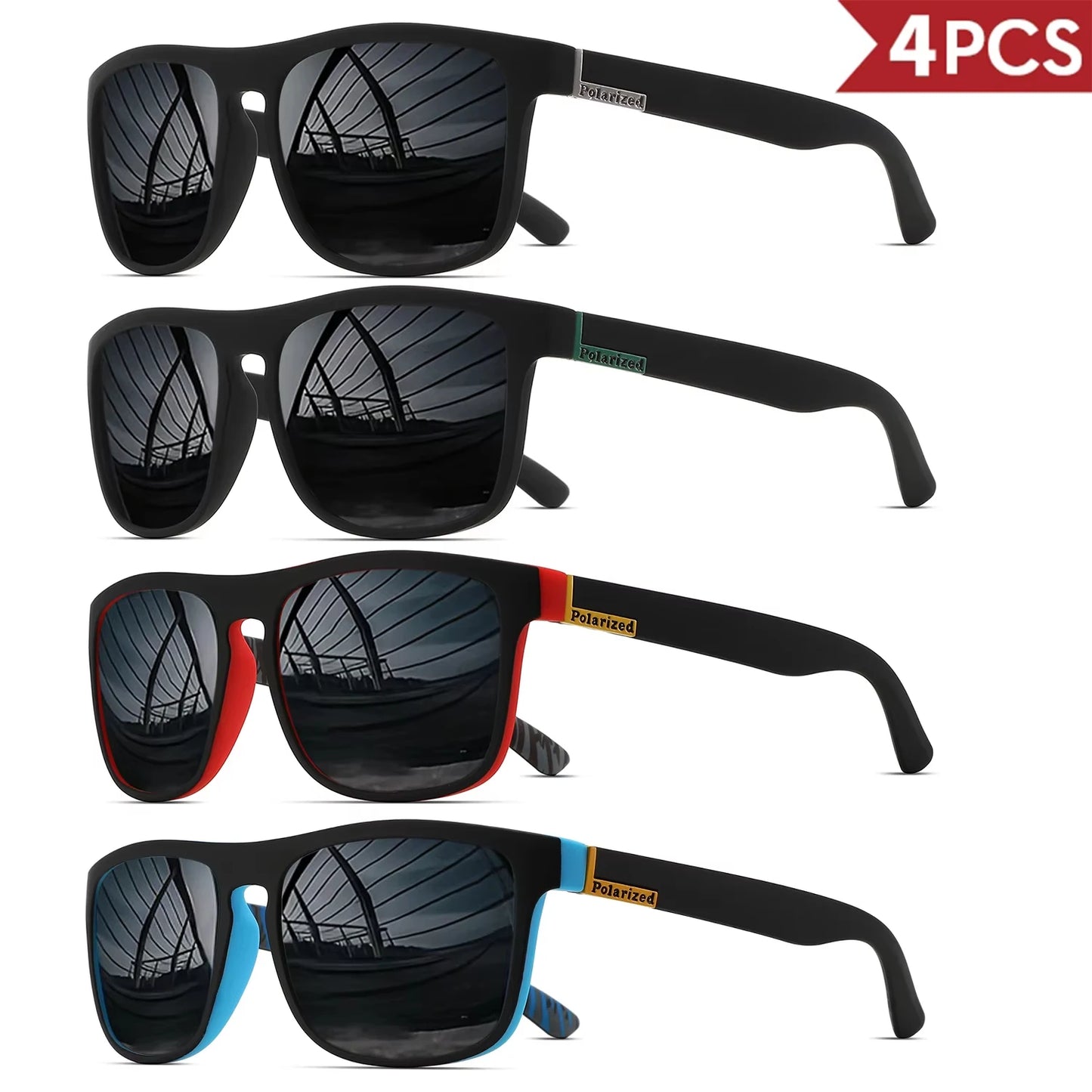 Men's Square Polarized Sport Sunglasses — UV400 Multi-Pack