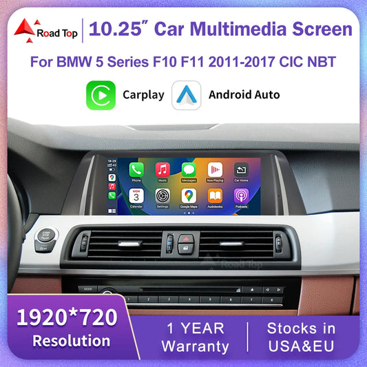 Wireless CarPlay & Android Auto Display Screen, Compatible with BMW 5 Series F10 F11 CIC NBT