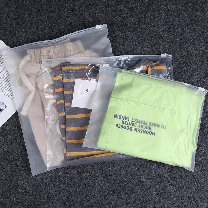StoBag Frosted Matte Plastic Clothing Packaging Zipper Bag Zippered Shipping Sealed Underwear Socks Storage Reusable Pouch