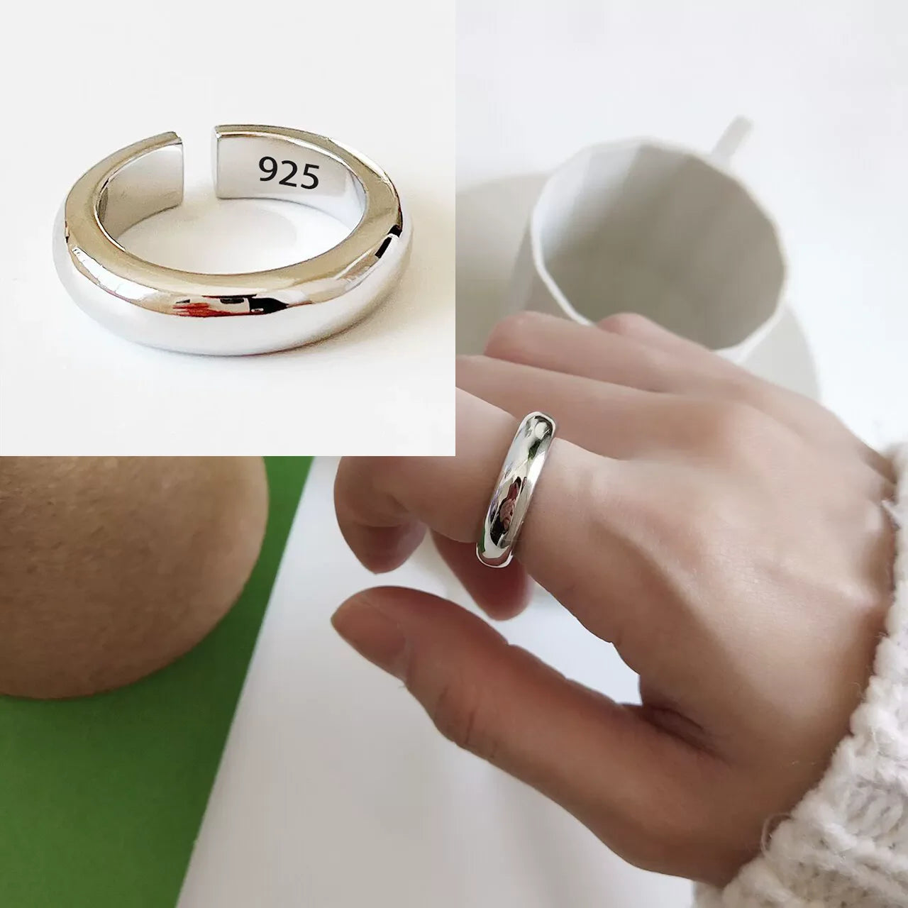 PANJBJ 925 Sterling Silver Hollow Out Rings For Women Three Layered Cross Punk Irregular Vintage Jewelry Gift Dropshipping