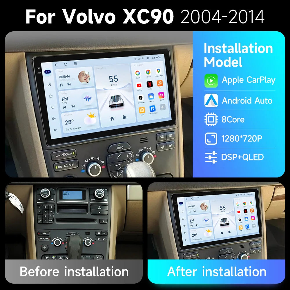 Android Car Stereo for Volvo XC90 (2004–2014) — Octa-Core, GPS Navigation, WiFi, Rear-Camera Ready