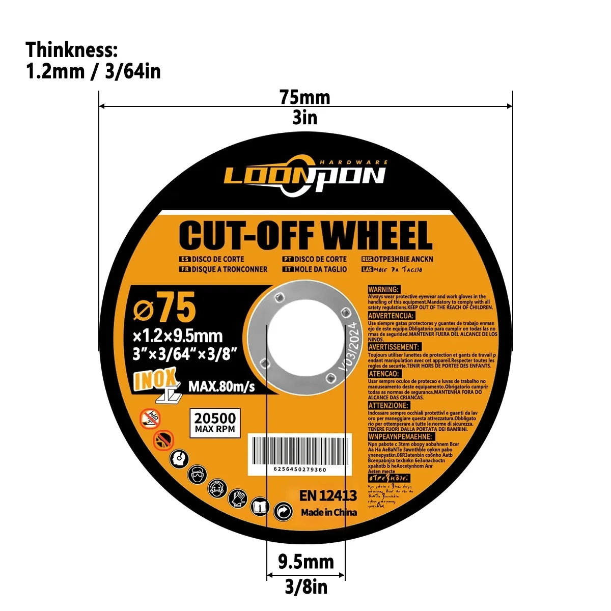 Loonpon 75mm Resin Cutting Discs — Angle Grinder Metal Cut-Off Wheels