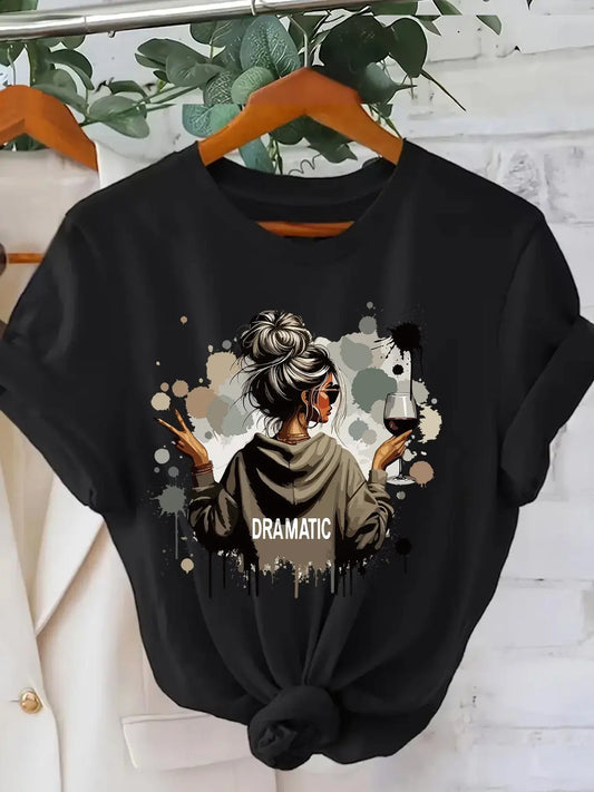Casual Daily Combining Trendy Prints Comfortable Neckline Women'S Stylish Printed Short-Sleeve T-Shirt with