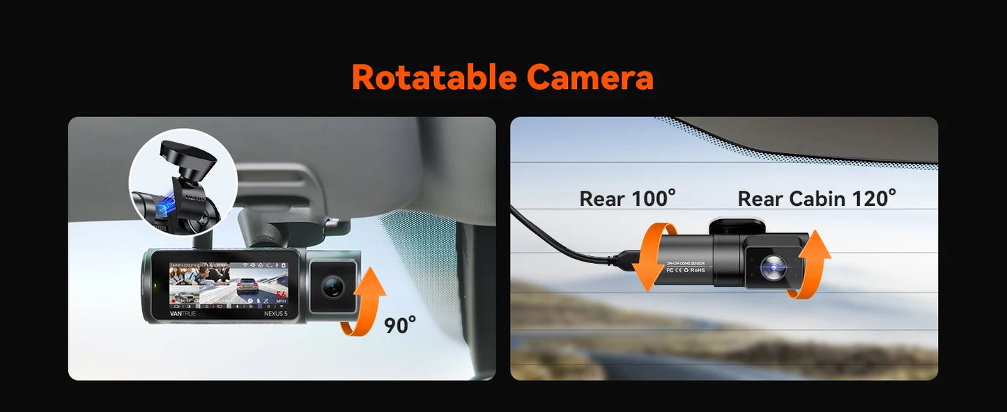 Vantrue N5 DashCam 4 Channel WiFi 360° All Sides  STARVIS 2 IR Night Vision Voice Control GPS Car Dash Cam Support 512GB Max
