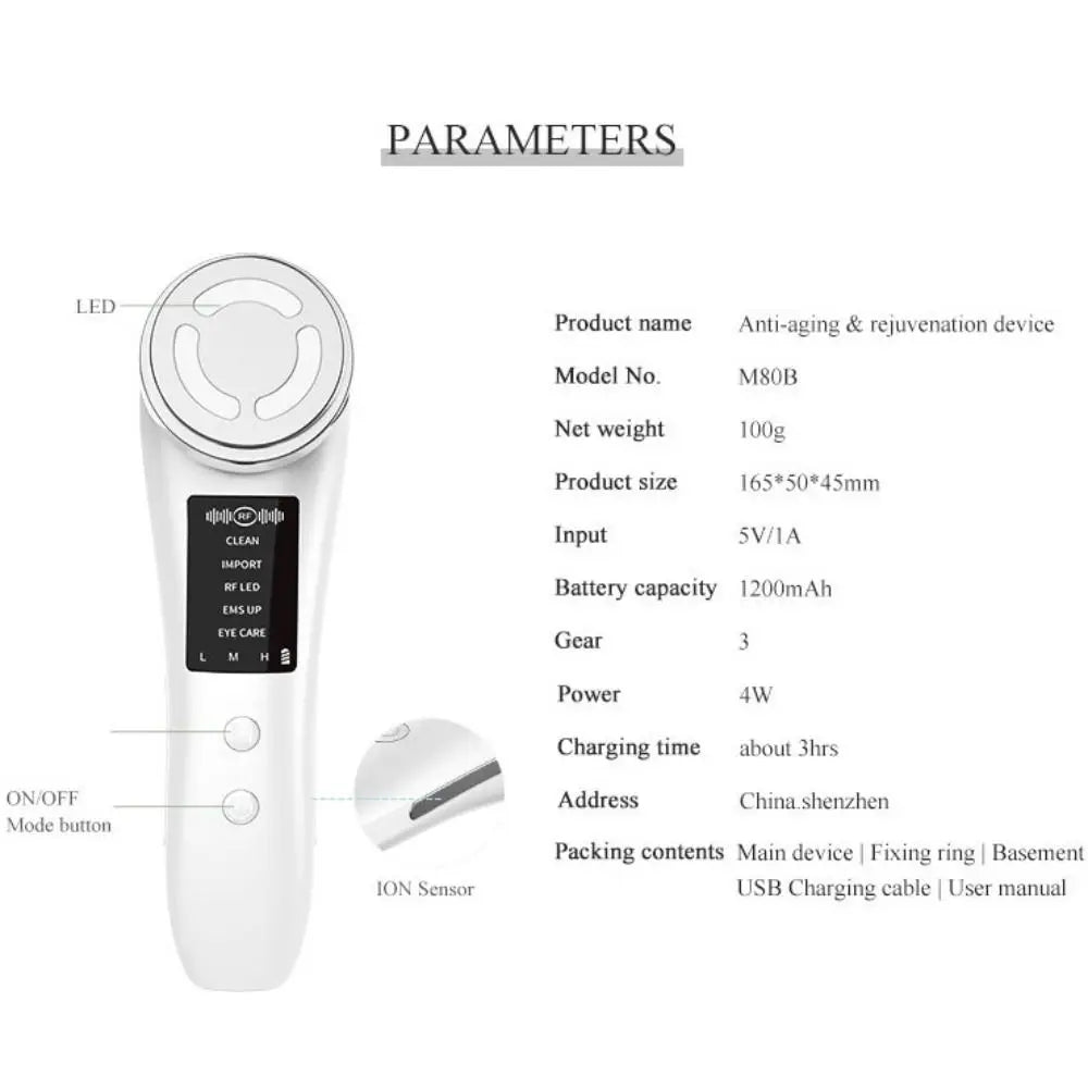 7 in 1 Facial Lifting Machine EMS Microcurrent Multifunctional Facial Slimming Device LED Photon Anti-Aging