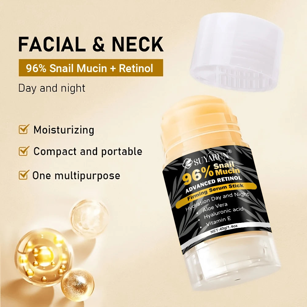 SUYARUN 96% Snail Mucin & Retinol Anti-Aging Cream Stick – Firming Neck, Face & Feet | 40g