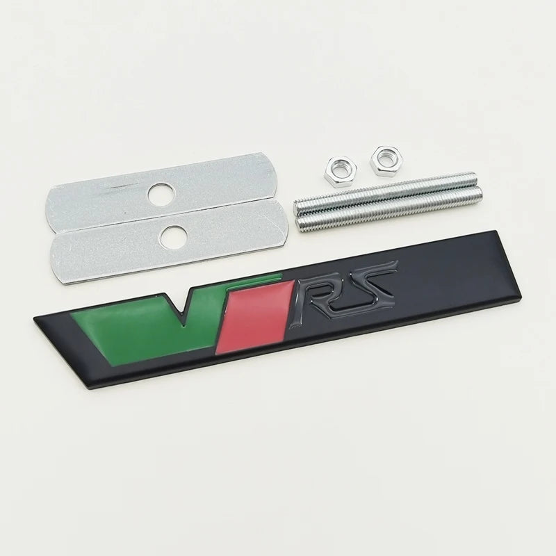 3d Metal RS Logo VRS Car Front Grill Emblem Rear Trunk Badge for Skoda VRS Octavia 1 2 3 Rapid Kodiaq Karoq Fabia Kamiq Superb