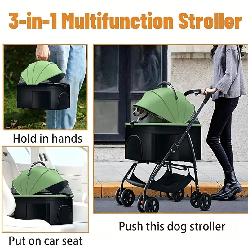 3-in-1 Folding Pet Stroller - Lightweight Travel Cart for Dogs – photo 3
