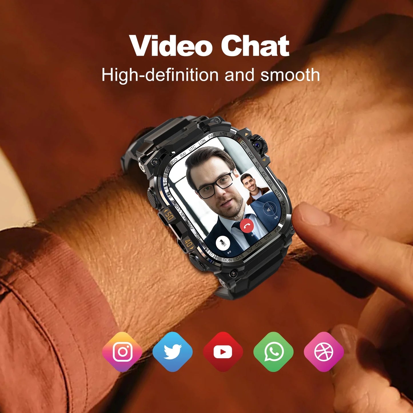 Q888 Smartwatch 4G 5G SIM Card Full Network Android OS GPS WiFi 2.06-inch Rotating Camera 32GB RAM 256GB Storage Latest Model
