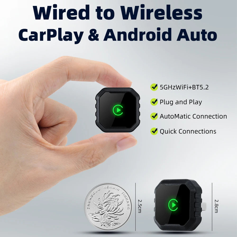 EKIY 2-in-1 AI Smart Box — Wired to Wireless CarPlay Dongle & Android Auto Adapter