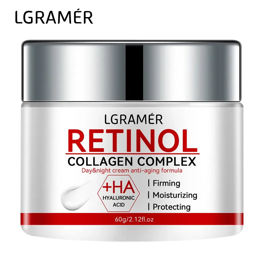 LGRAMER Retinol & Collagen Lifting Firming Face Cream – Vitamin C, Hyaluronic Acid & Licorice Root | Whitening, Moisturizing & Wrinkle Smoothing | 30g & 60g