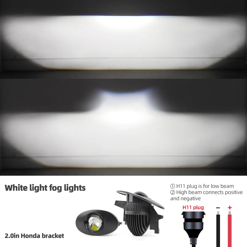 2.0 Bi Led Projector Lens Auto LED Fog Lights 3000K 4300K 6000K High and Low Beam for Toyota Nissan Tricolor Lens Fog Lamp