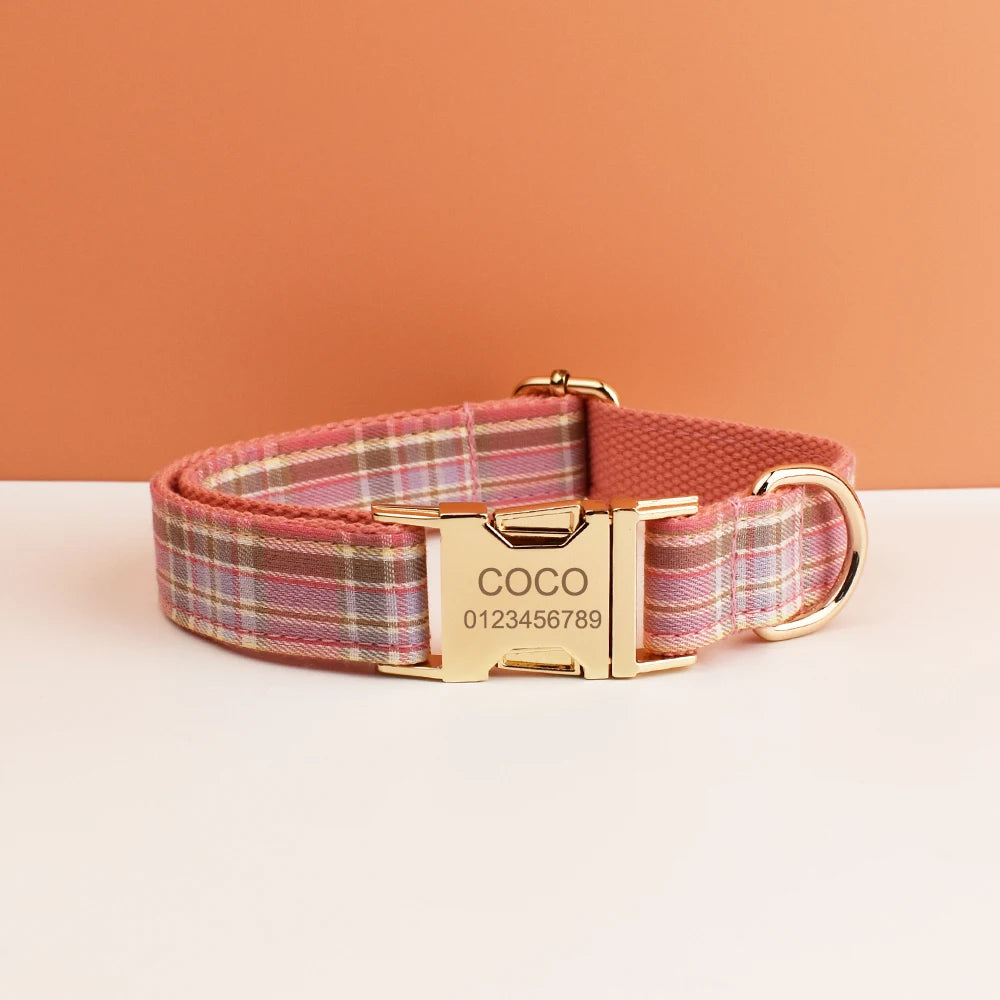 Padded Dog Collar & Leash Set - Plaid & Velvet Bow Styles, S-XL - photo 13