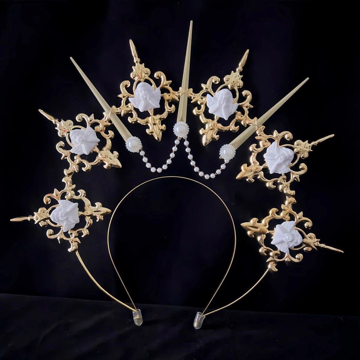 Handmade Halo Crown Headpiece Lolita Goddess KC Gothic Halo Crystal Crown Headband Hair Accessories