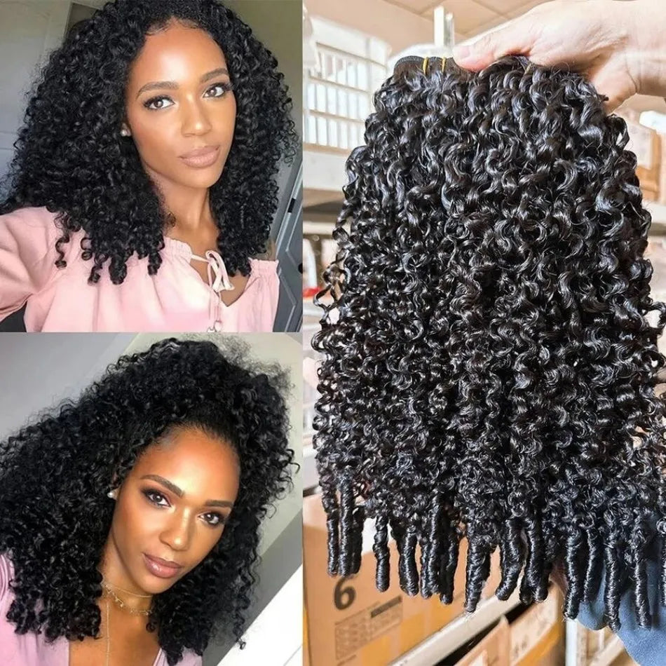 Burmese Curly Human Hair Bundles — 12A Remy Water Wave Weave (12"–40")