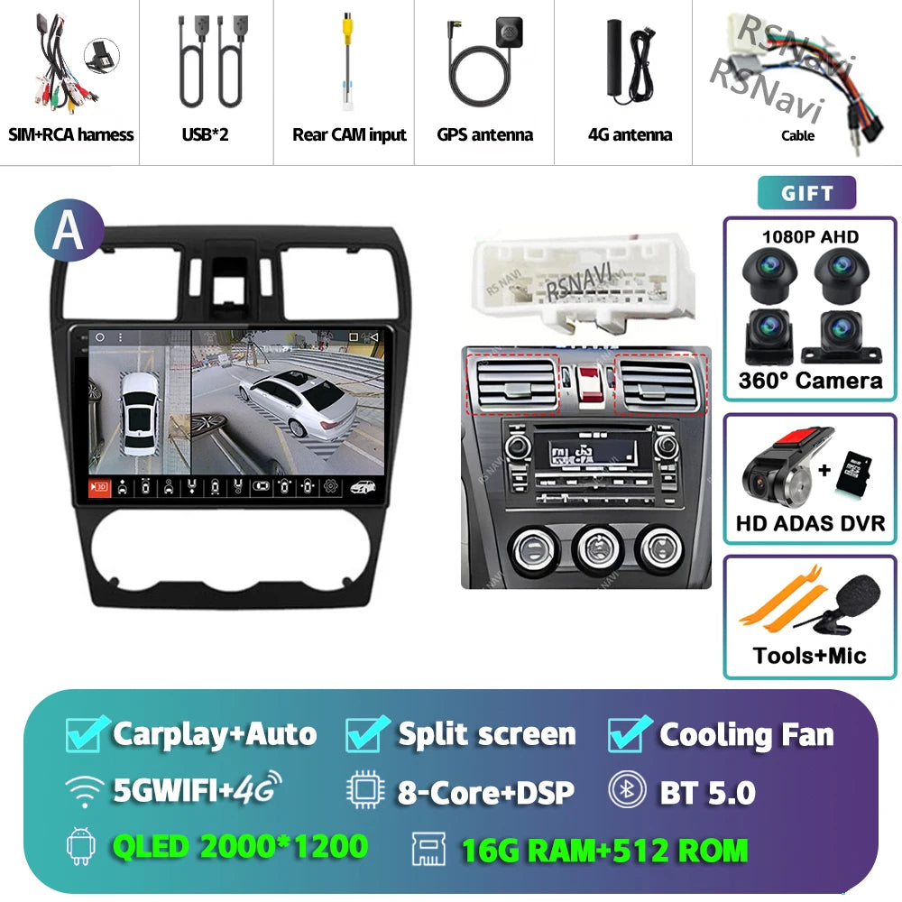 Android 16 For Subaru Forester WRX XV 2012 - 2018 2K QLED Stereo Car Radio Multimedia Video Player GPS 4G CarPlay
