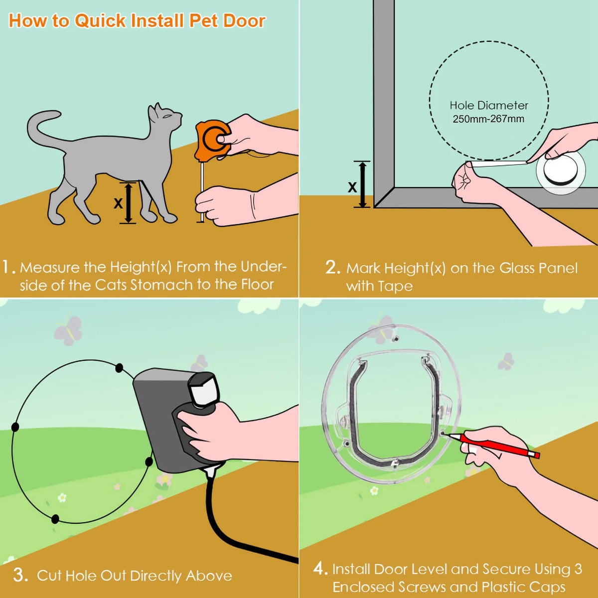 4-Way Lock Cat Door - Interior Pet Flap for Cats & Puppies – photo 6