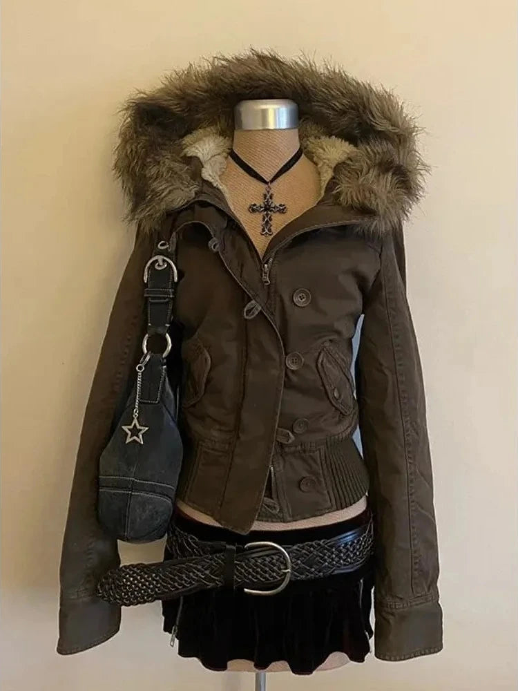 Women's Hooded Safari Zip Jacket, Vintage Streetwear