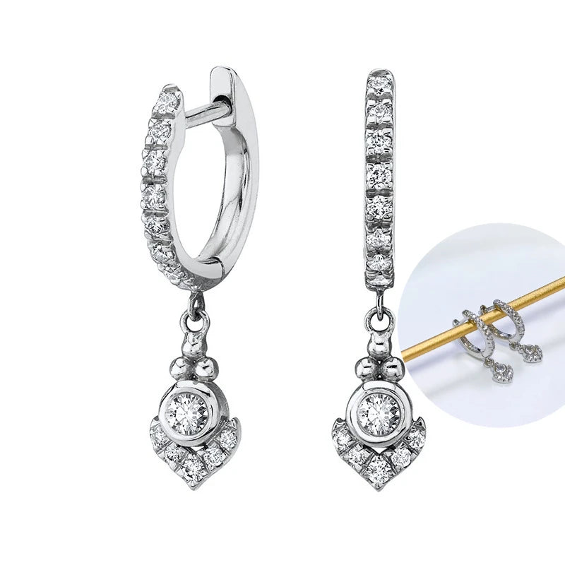 925 Sterling Silver Tassel Hoop Earrings for Women - White Zircon