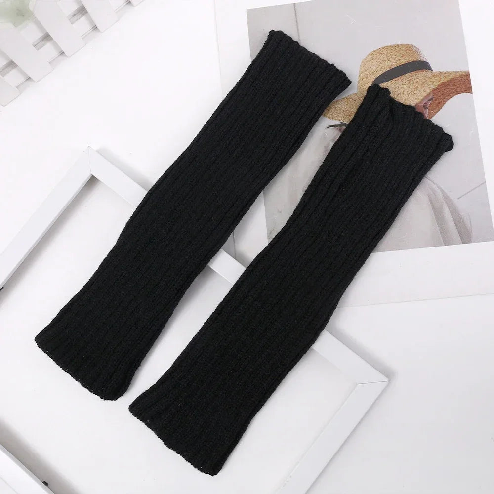 Women's Long Fingerless Knit Gloves - Arm Warmer Sleeves - photo 13
